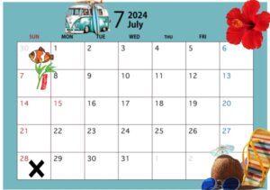 7月の休診日のお知らせです🌺